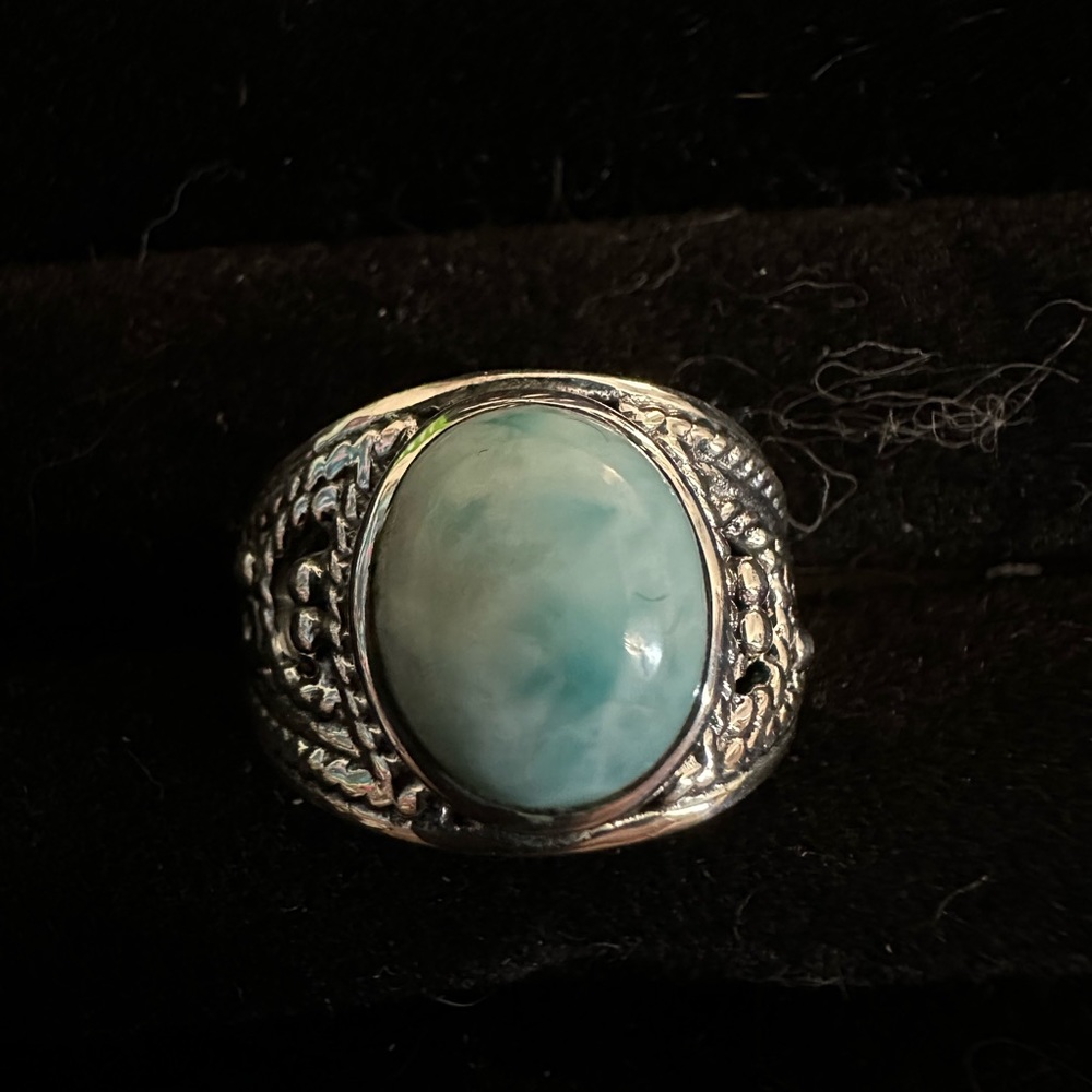 Sterling Silver Larimar Ring Size 8